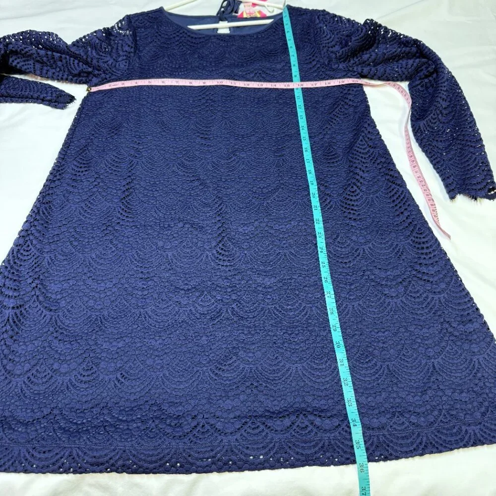 Lilly Pulitzer Ophelia Dress Women’s Extra Large True‎ Navy Scalloped  Lace NWT